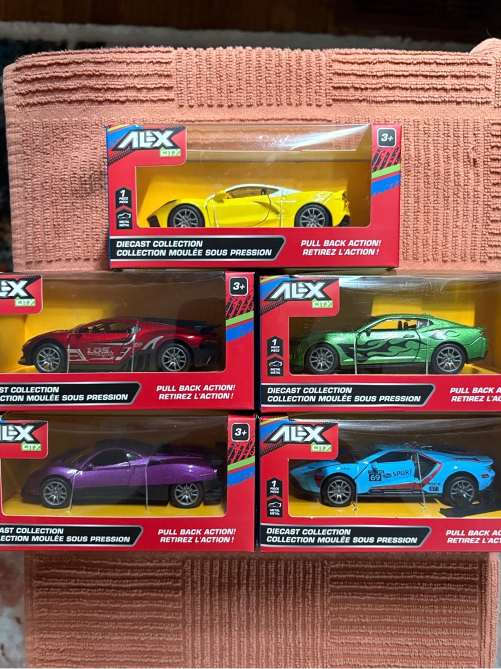 City Diecast Toy Cars-set of 5-Pull Back-Multiple colors